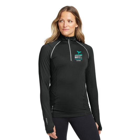 MONTEREY BAY HALF MARATHON FINISHER LEFT CHEST BLOCK NEXUS 1/4-ZIP PULLOVER - EMBROIDERED - CUSTOMIZED WITH YOUR TIME