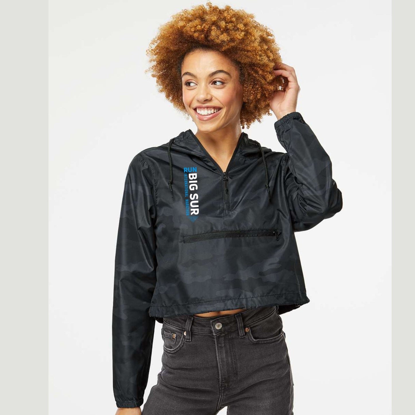 Women's Crop Hooded Windbreaker -Black Camo- RCP