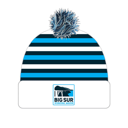 BSIM Beanie - Tech Pom -White/Stripes- Color Pom