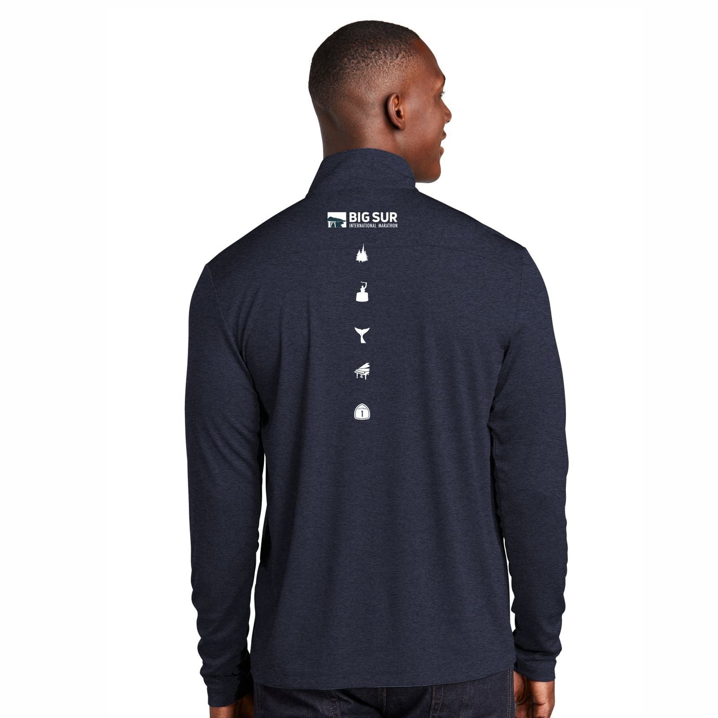 BSIM Men's Tech 1/4 Zip - Deep Navy Heather - Left Chest Print