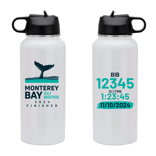 2024 Monterey Bay Half Marathon Finisher Mug with Personalized Bib and Time