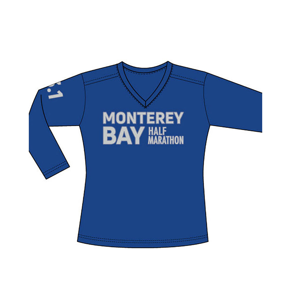 Monterey Bay Half Marathon Women's Long Sleeve Performance Tee, Royal Blue - BSIM Store