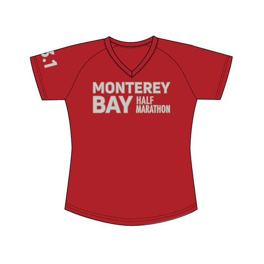 Monterey Bay Half Marathon Women's Short Sleeve Performance Tee, Sangria - BSIM Store