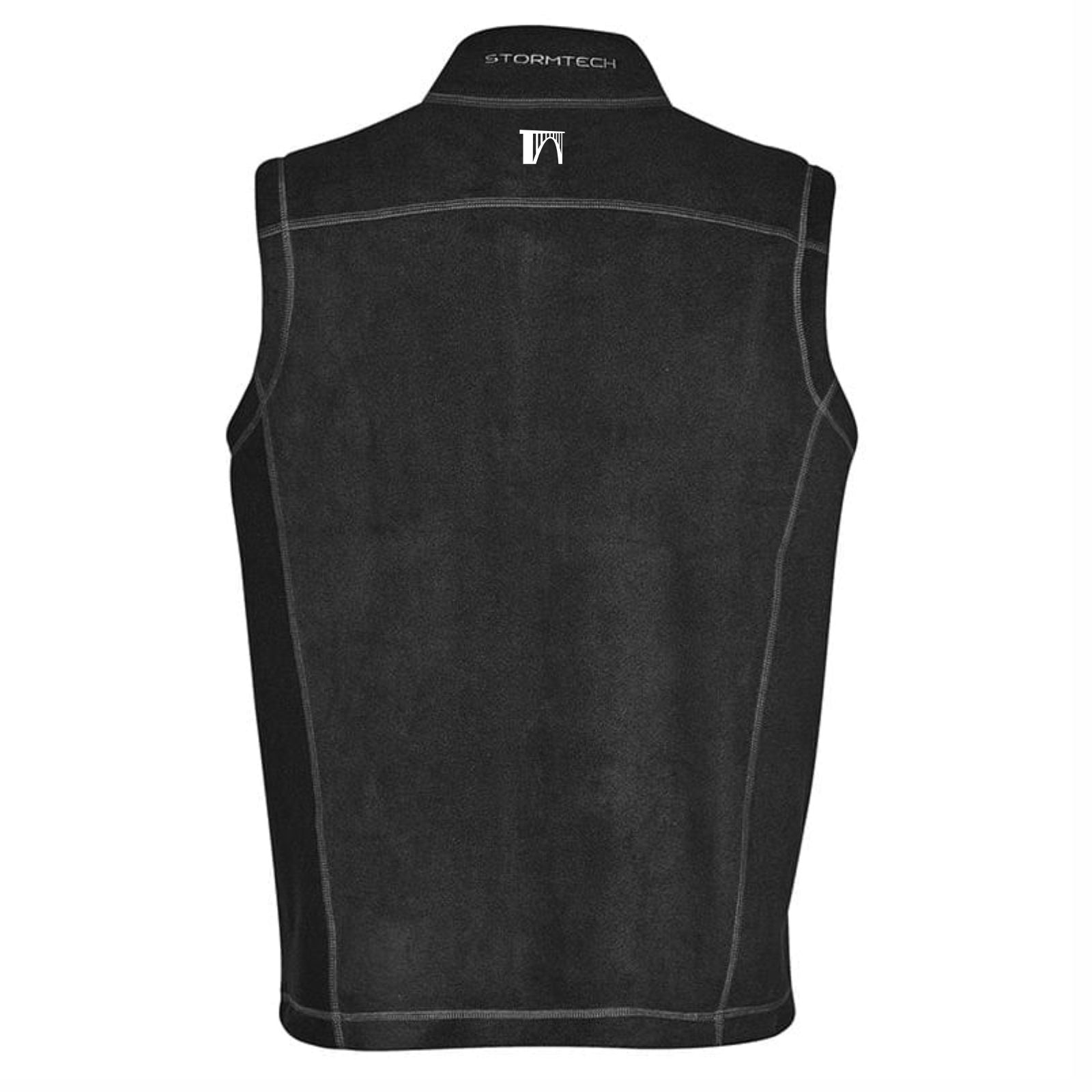 BSIM Men's Fleece Zip Coverstitch Vest -Black- Embroidery
